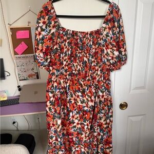 Knee Length Floral Shoreed Dress